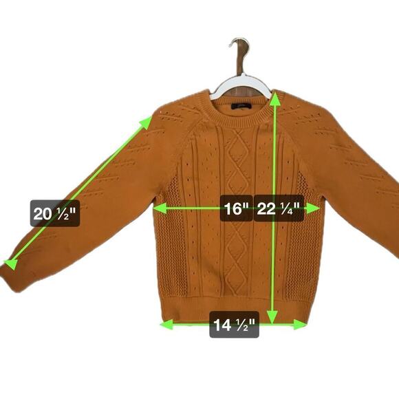 J. Crew Womens Crewneck Cable Pointelle Cotton Sweater SZ XS Burnt Orange Fitted - Picture 6 of 6